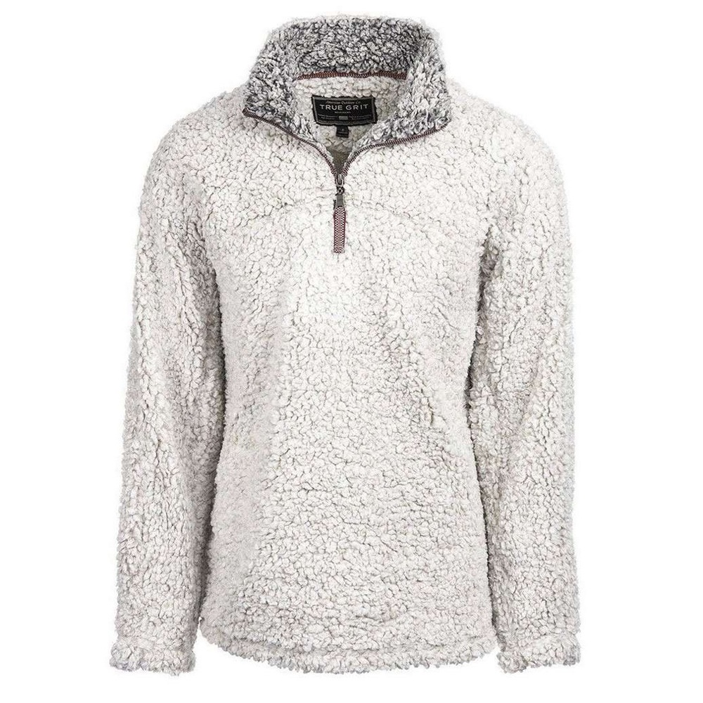 True Grit Sherpa Quarter Zip - Oatmeal, Small